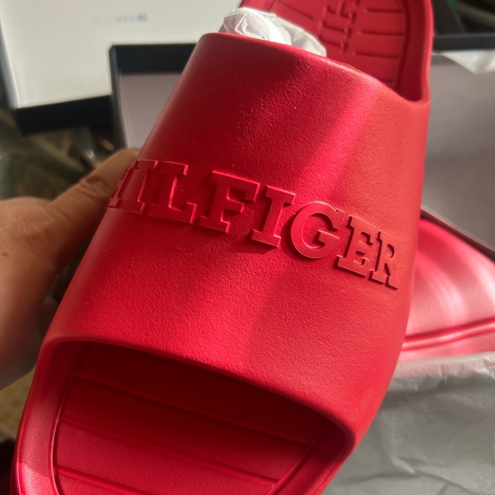 Tommy Hilfiger Red Slide Sandals